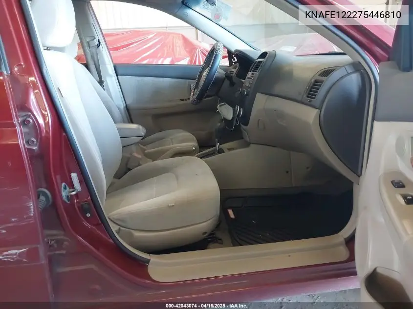2007 Kia Spectra Ex VIN: KNAFE122275446810 Lot: 42043074