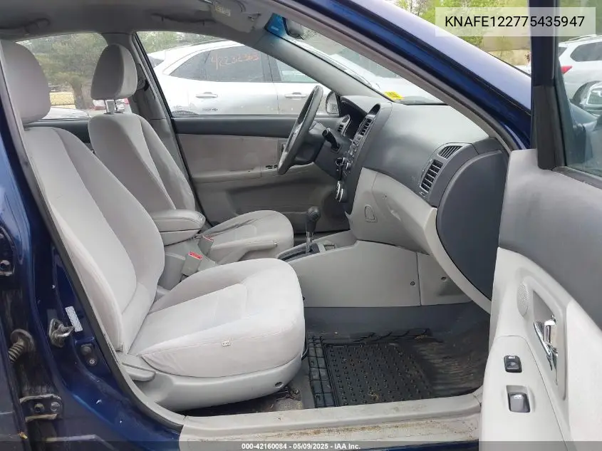 2007 Kia Spectra Ex VIN: KNAFE122775435947 Lot: 42160084