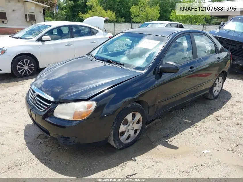 2007 Kia Spectra Ex/Lx VIN: KNAFE121075381995 Lot: 42241528