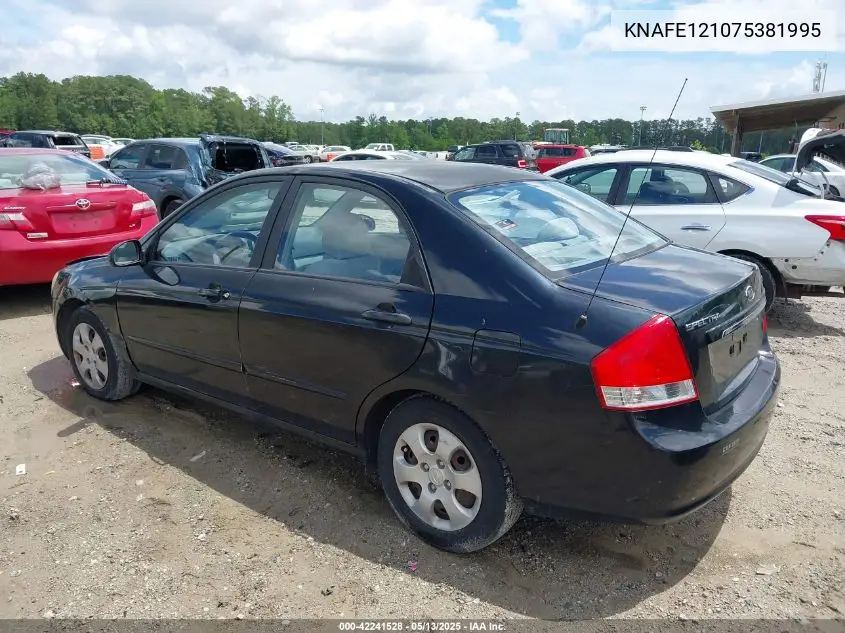 2007 Kia Spectra Ex/Lx VIN: KNAFE121075381995 Lot: 42241528