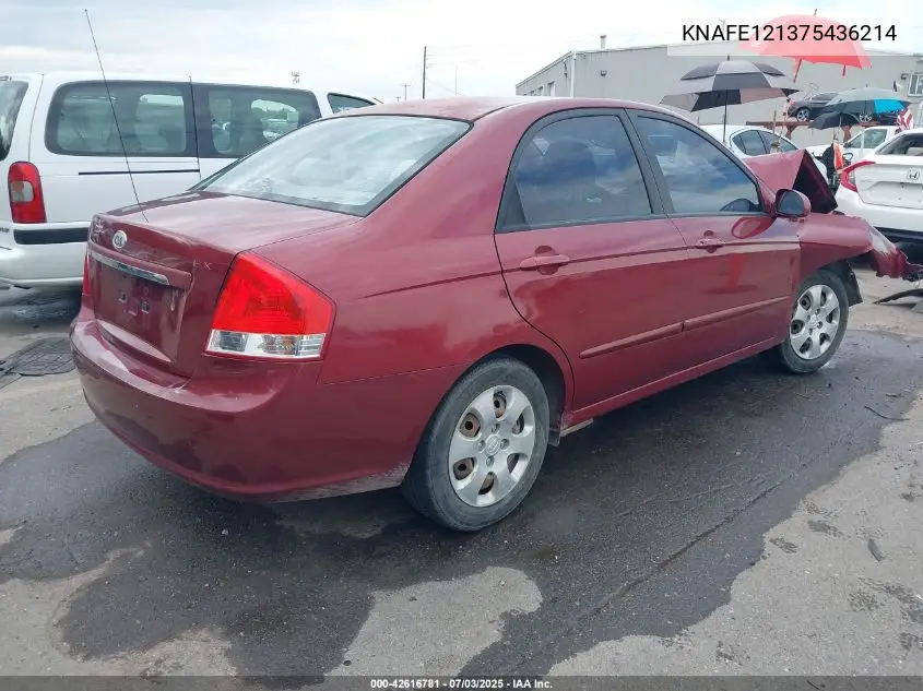 2007 Kia Spectra Ex VIN: KNAFE121375436214 Lot: 42616781