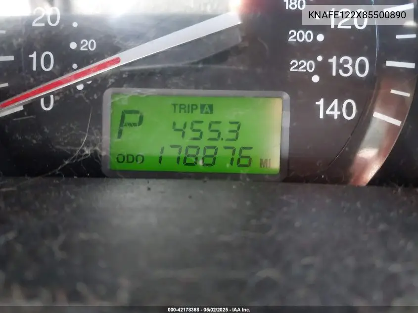 2008 Kia Spectra Ex VIN: KNAFE122X85500890 Lot: 42178368