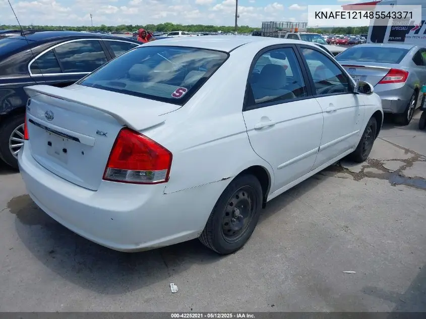 2008 Kia Spectra Ex VIN: KNAFE121485543371 Lot: 42252021