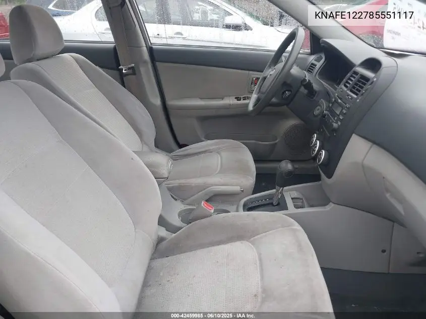 2008 Kia Spectra Ex VIN: KNAFE122785551117 Lot: 42459985