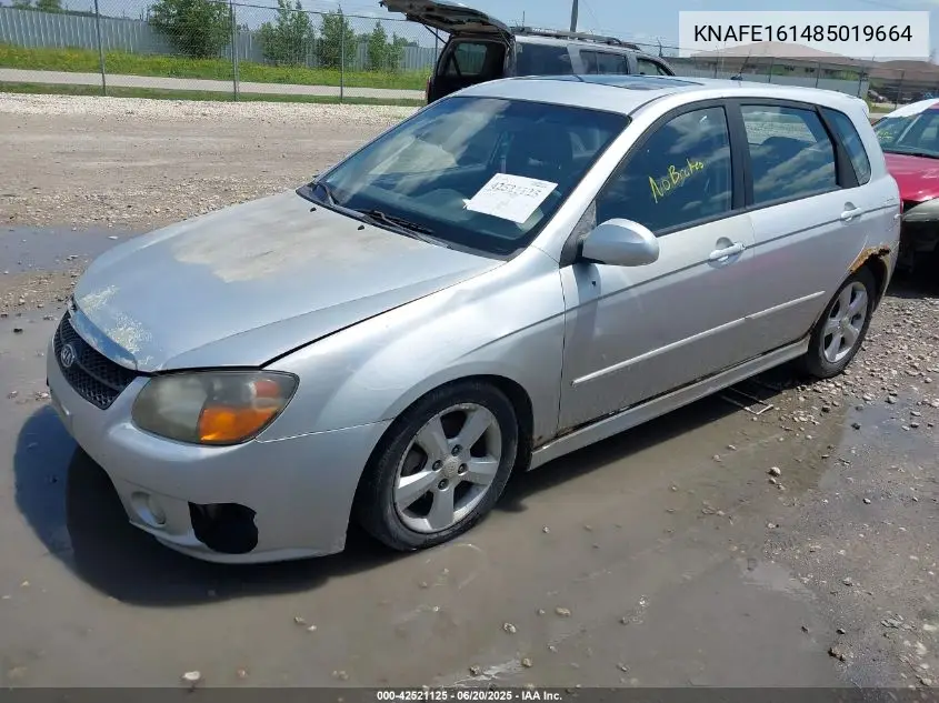 2008 Kia Spectra5 Sx VIN: KNAFE161485019664 Lot: 42521125