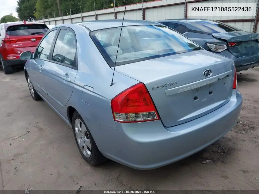 2008 Kia Spectra Ex VIN: KNAFE121085522436 Lot: 42578518