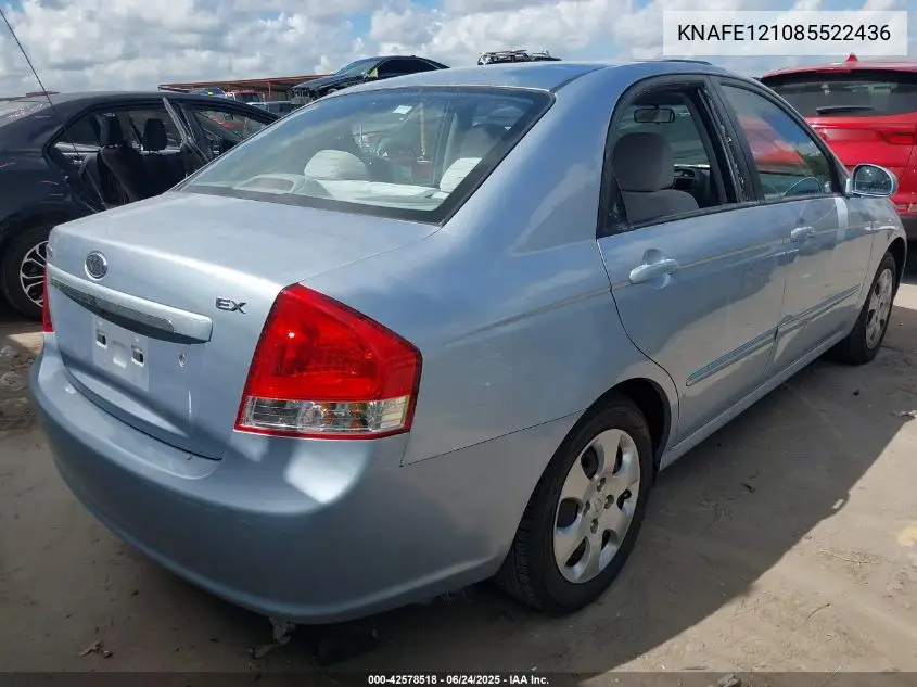2008 Kia Spectra Ex VIN: KNAFE121085522436 Lot: 42578518