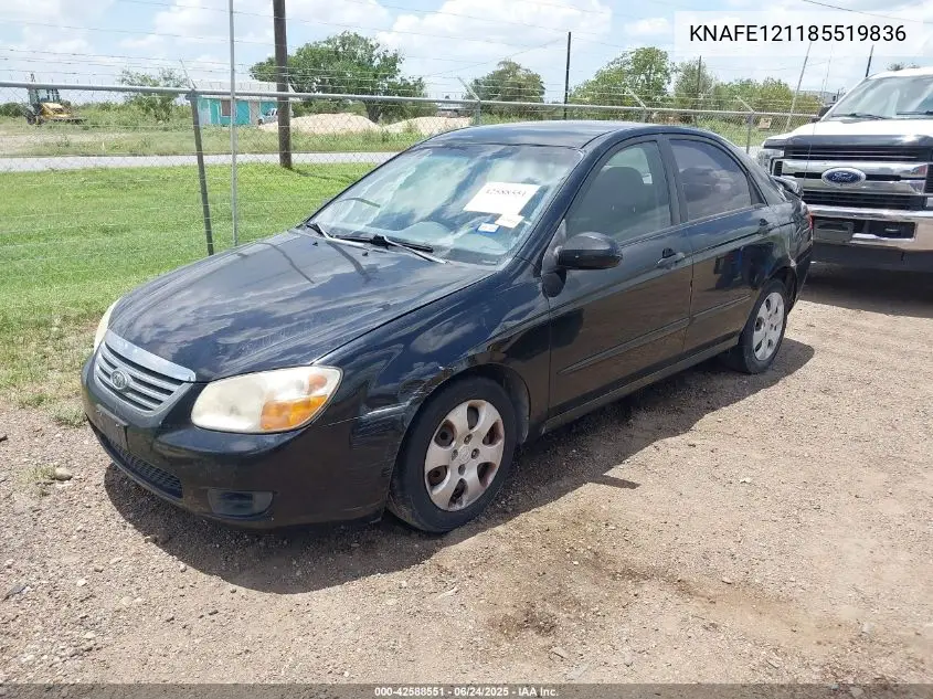 2008 Kia Spectra Ex VIN: KNAFE121185519836 Lot: 42588551