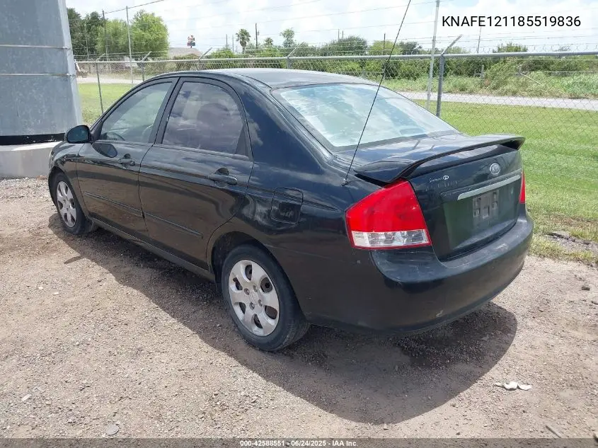 2008 Kia Spectra Ex VIN: KNAFE121185519836 Lot: 42588551