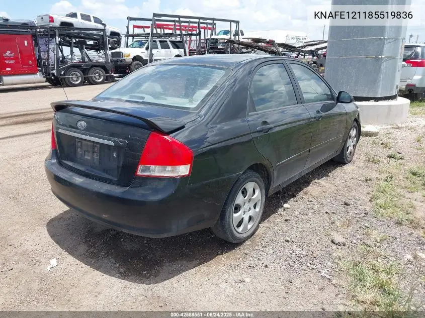2008 Kia Spectra Ex VIN: KNAFE121185519836 Lot: 42588551