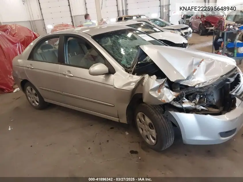 2009 Kia Spectra Lx VIN: KNAFE222595648940 Lot: 41896342