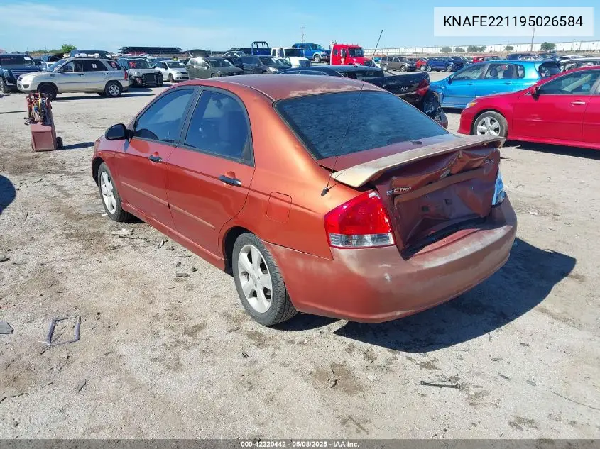 2009 Kia Spectra Sx VIN: KNAFE221195026584 Lot: 42220442