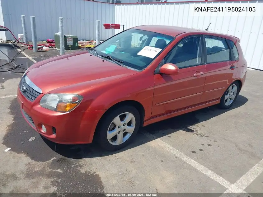 2009 Kia Spectra5 Sx VIN: KNAFE241195024105 Lot: 42232794