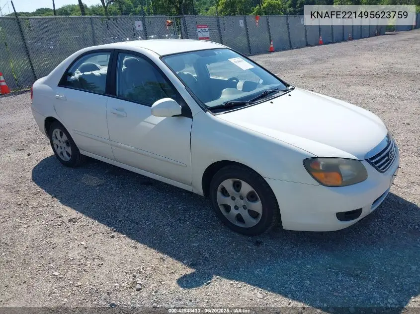 2009 Kia Spectra Ex VIN: KNAFE221495623759 Lot: 42548433