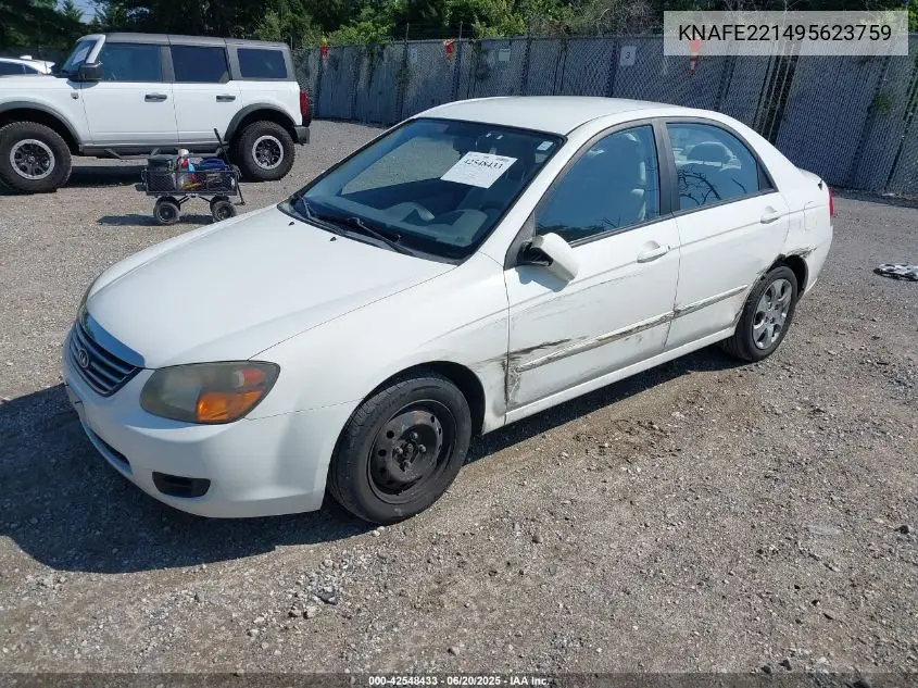 2009 Kia Spectra Ex VIN: KNAFE221495623759 Lot: 42548433