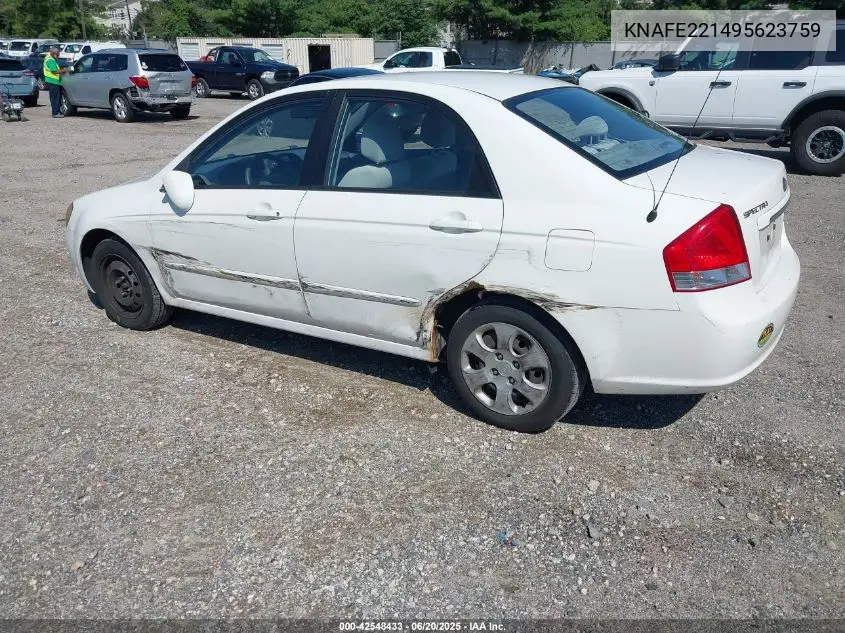2009 Kia Spectra Ex VIN: KNAFE221495623759 Lot: 42548433