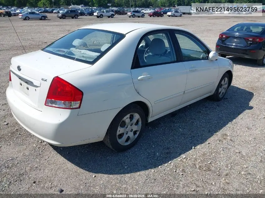 2009 Kia Spectra Ex VIN: KNAFE221495623759 Lot: 42548433