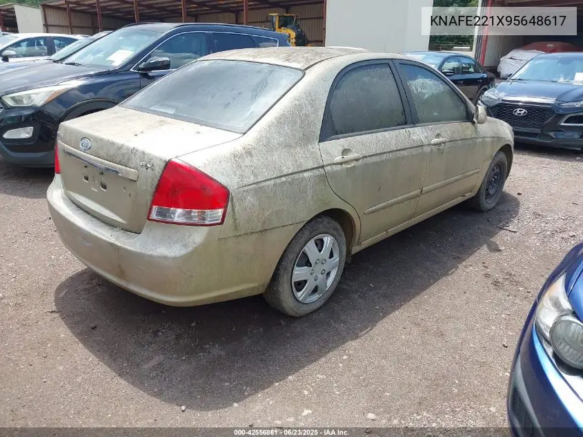 2009 Kia Spectra Ex VIN: KNAFE221X95648617 Lot: 42556861