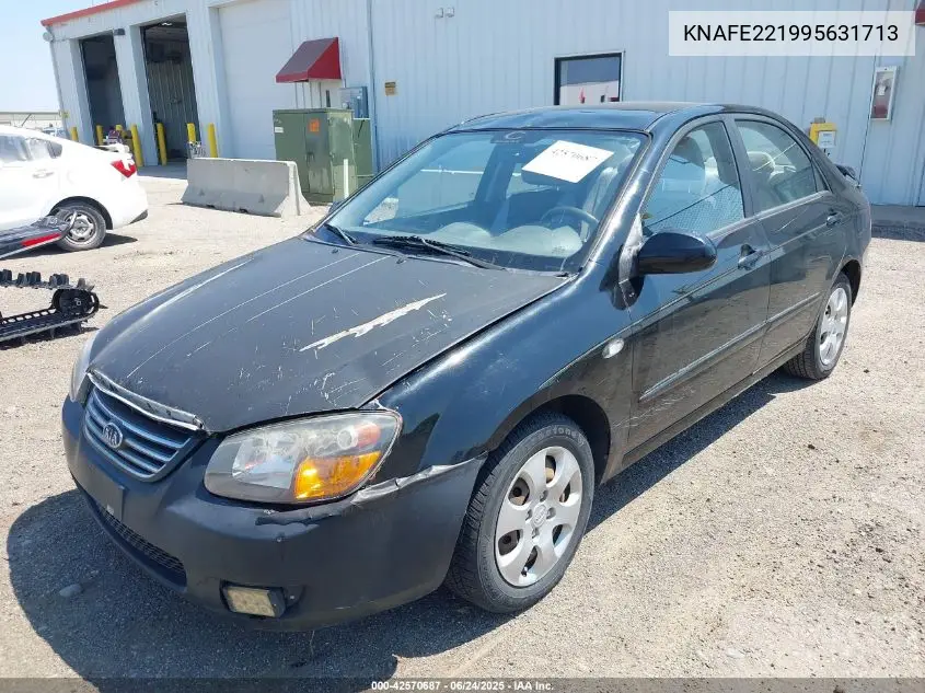 2009 Kia Spectra Lx VIN: KNAFE221995631713 Lot: 42570687