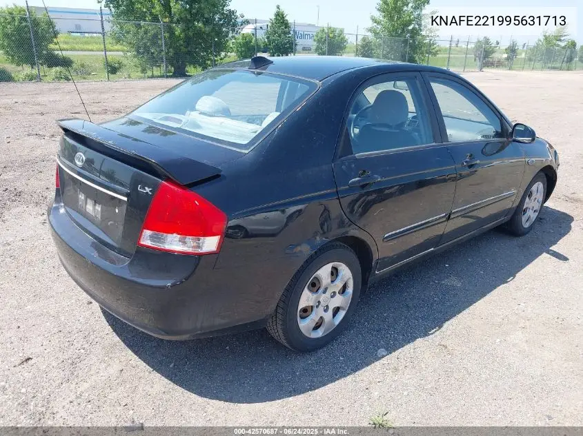 2009 Kia Spectra Lx VIN: KNAFE221995631713 Lot: 42570687