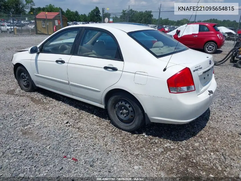 2009 Kia Spectra Ex VIN: KNAFE221095654815 Lot: 42601192