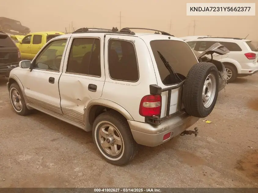 2000 Kia Sportage Ex VIN: KNDJA7231Y5662377 Lot: 41802627