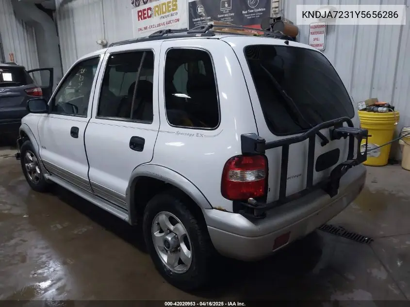 2000 Kia Sportage Ex VIN: KNDJA7231Y5656286 Lot: 42020953