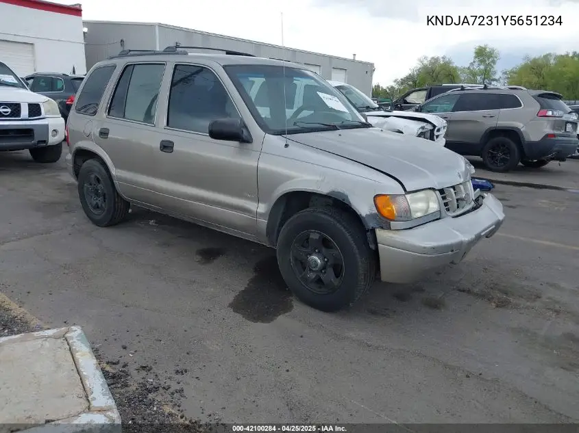 2000 Kia Sportage Ex VIN: KNDJA7231Y5651234 Lot: 42100284