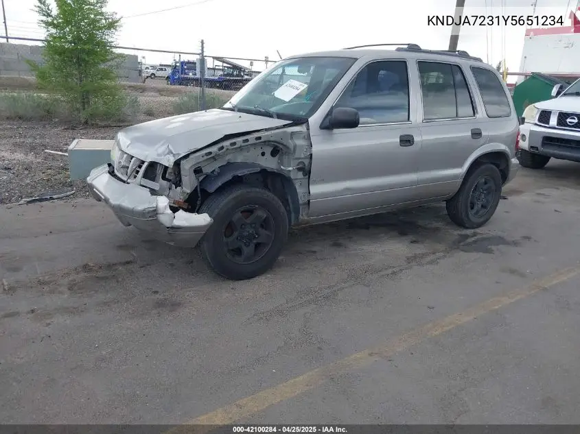 2000 Kia Sportage Ex VIN: KNDJA7231Y5651234 Lot: 42100284