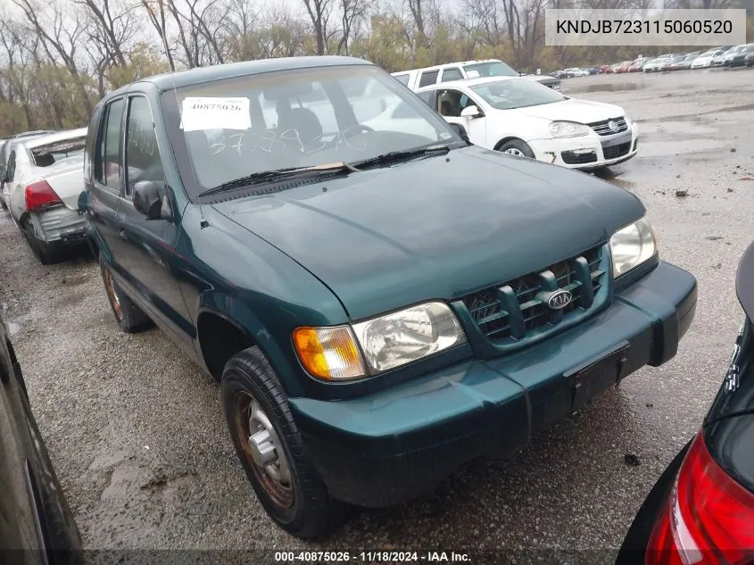 2001 Kia Sportage Base (A4)/Base (M5)/Ex/Limited VIN: KNDJB723115060520 Lot: 40875026