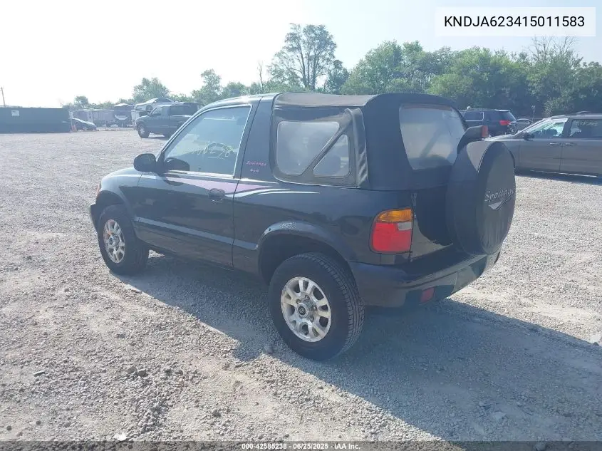 2001 Kia Sportage VIN: KNDJA623415011583 Lot: 42585238