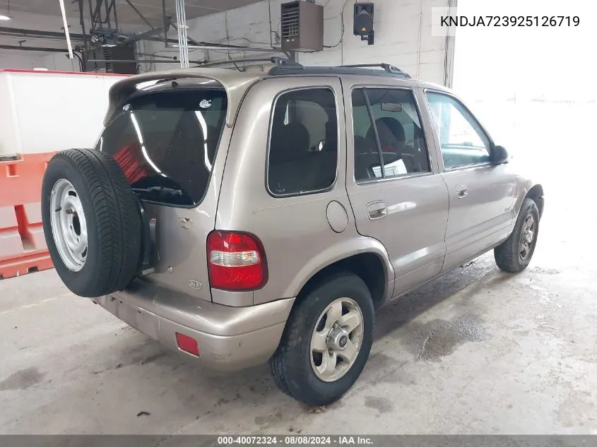 2002 Kia Sportage VIN: KNDJA723925126719 Lot: 40072324