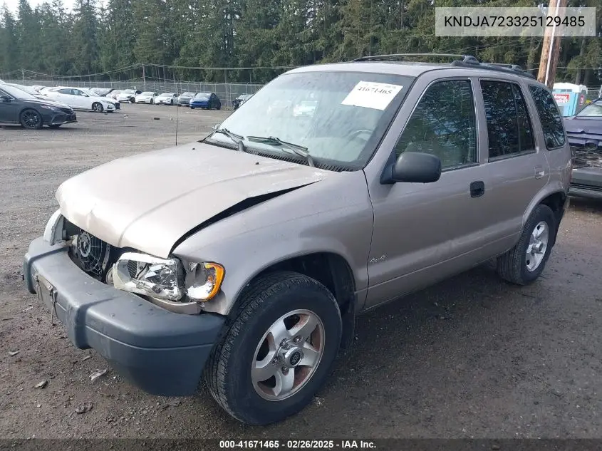 2002 Kia Sportage VIN: KNDJA723325129485 Lot: 41671465