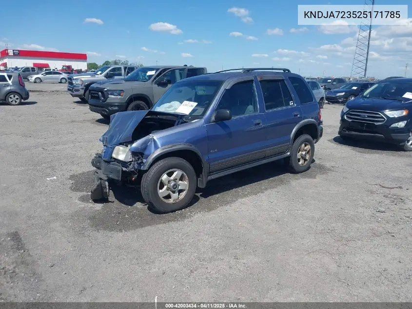 2002 Kia Sportage VIN: KNDJA723525171785 Lot: 42003434