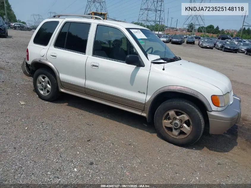 2002 Kia Sportage VIN: KNDJA723525148118 Lot: 42487327