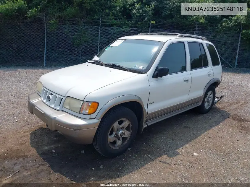 2002 Kia Sportage VIN: KNDJA723525148118 Lot: 42487327