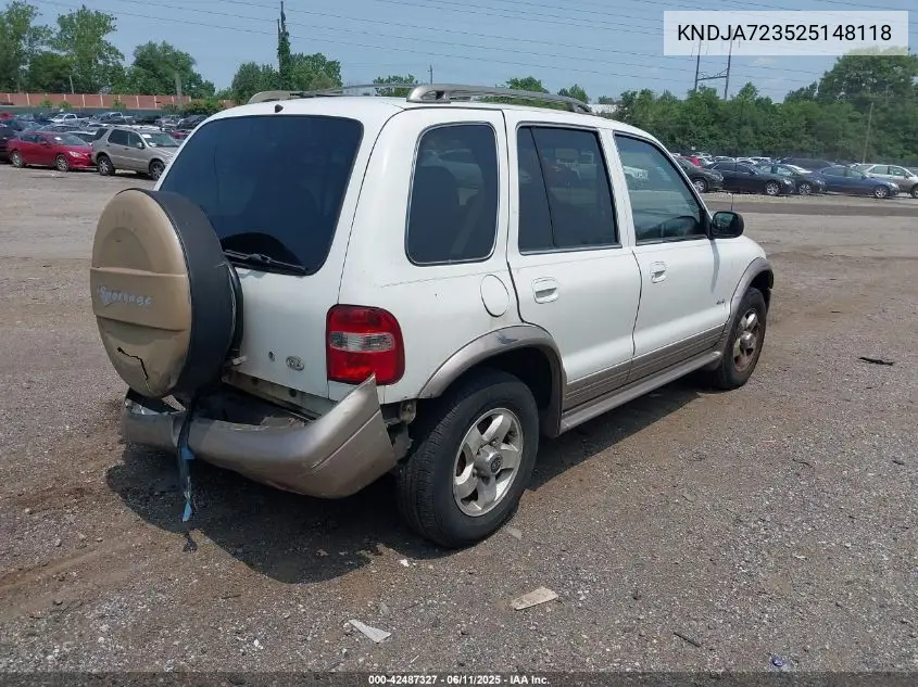 2002 Kia Sportage VIN: KNDJA723525148118 Lot: 42487327