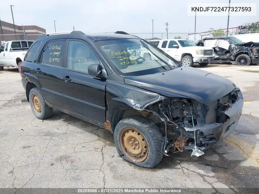 2007 Kia Sportage Lx VIN: KNDJF722477327593 Lot: 20209066