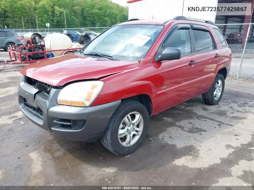 2007 Kia Sportage Lx V6 VIN: KNDJE723577429867 Lot: 42210107