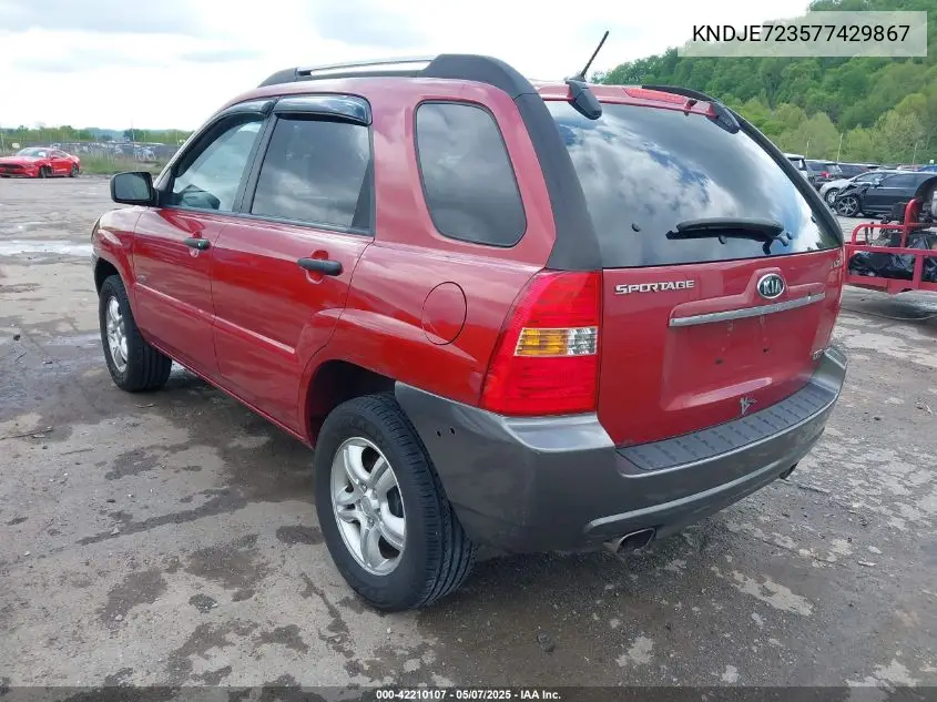 2007 Kia Sportage Lx V6 VIN: KNDJE723577429867 Lot: 42210107