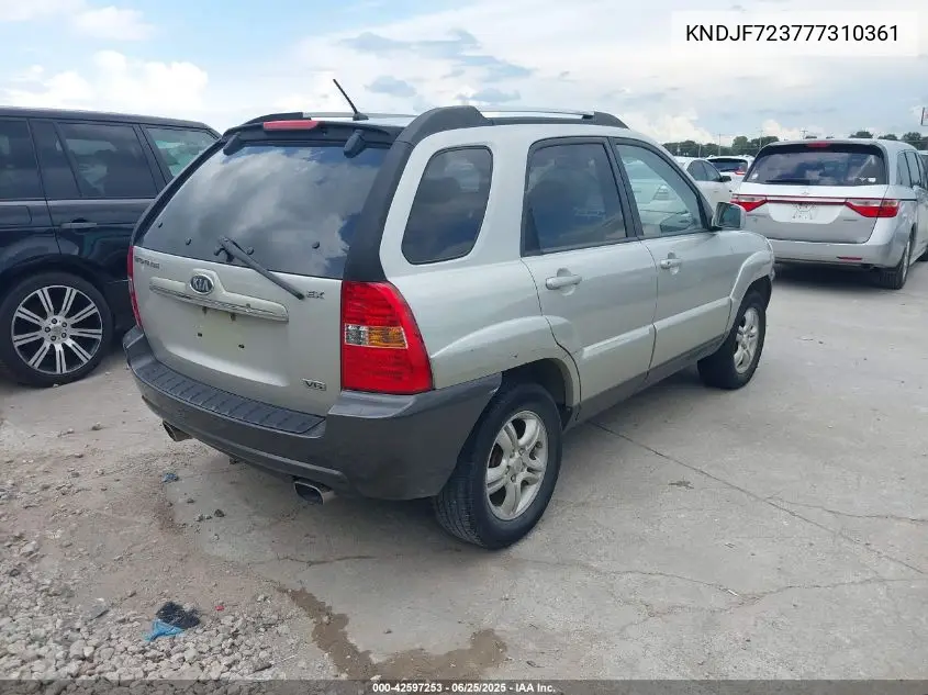 2007 Kia Sportage Ex V6 VIN: KNDJF723777310361 Lot: 42597253