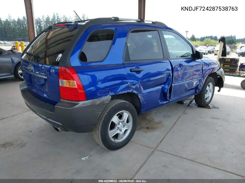 2008 Kia Sportage Lx VIN: KNDJF724287538763 Lot: 42206032