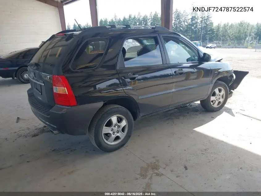 2008 Kia Sportage Lx VIN: KNDJF724787522574 Lot: 42515040