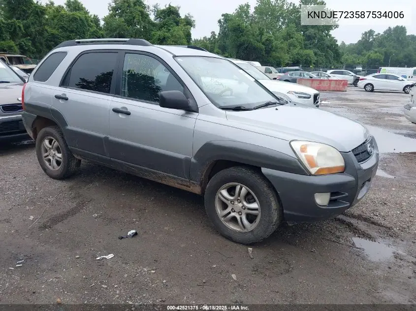 2008 Kia Sportage Lx V6 VIN: KNDJE723587534006 Lot: 42521375