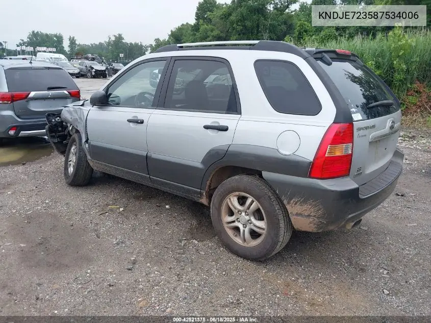 2008 Kia Sportage Lx V6 VIN: KNDJE723587534006 Lot: 42521375
