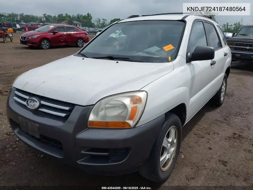 2008 Kia Sportage Lx VIN: KNDJF724187480564 Lot: 42544289