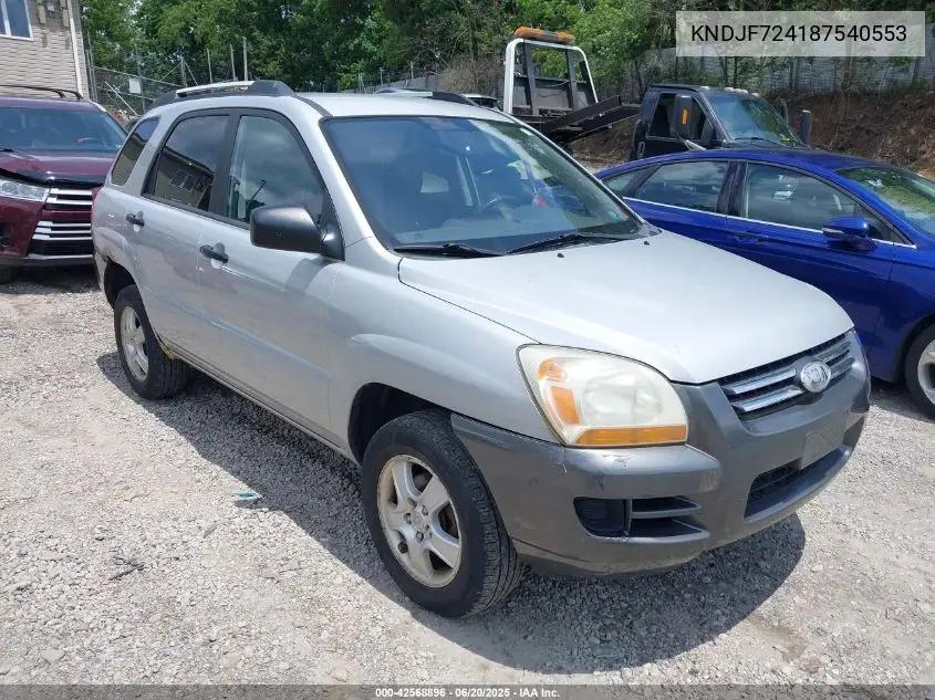 2008 Kia Sportage Lx VIN: KNDJF724187540553 Lot: 42568896