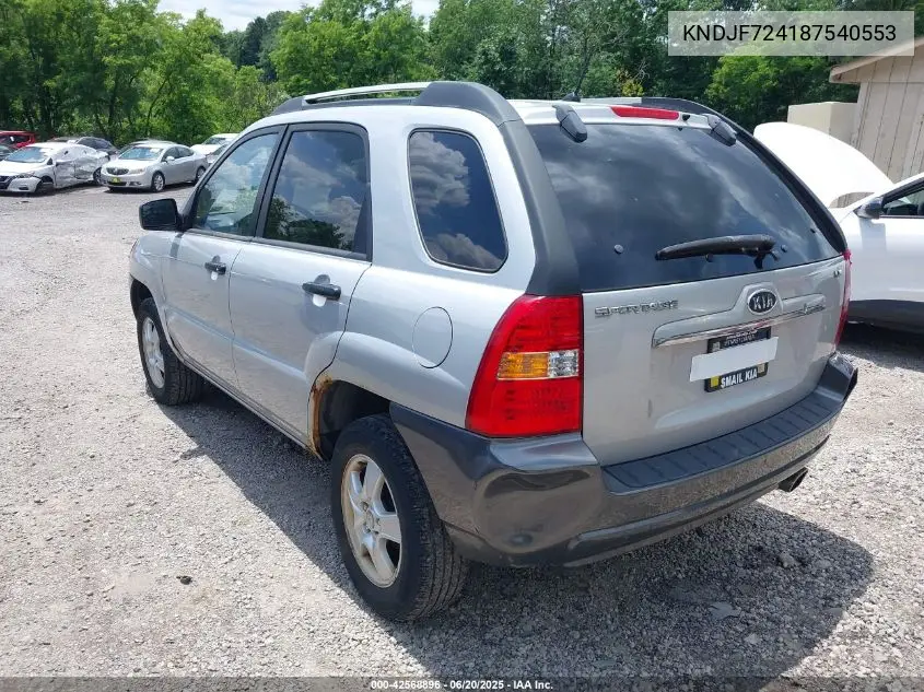 2008 Kia Sportage Lx VIN: KNDJF724187540553 Lot: 42568896