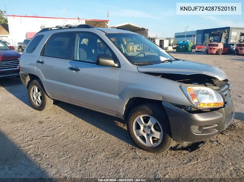 2008 Kia Sportage Lx VIN: KNDJF724287520151 Lot: 42578886
