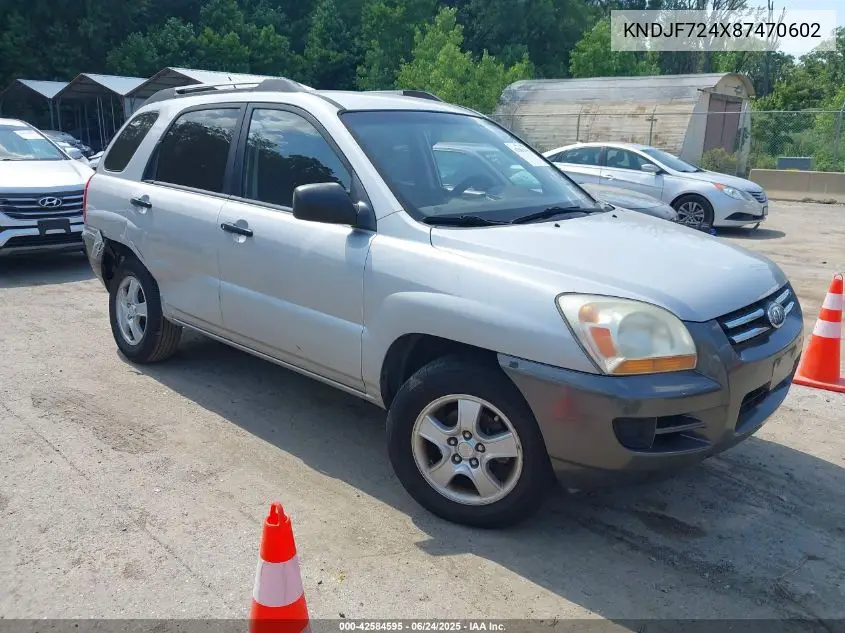 2008 Kia Sportage Lx VIN: KNDJF724X87470602 Lot: 42584595